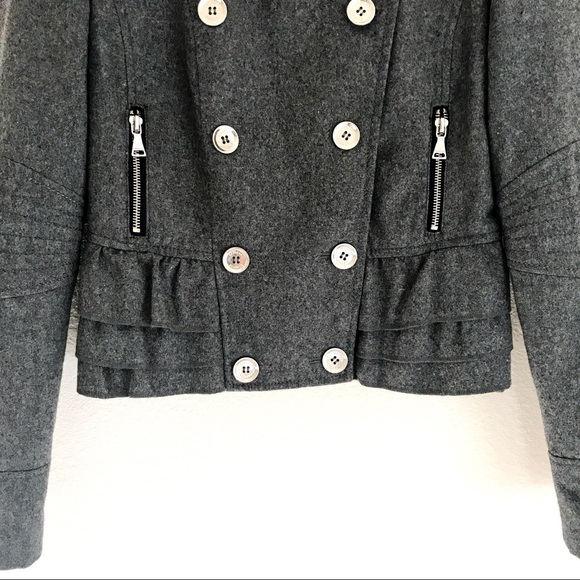 NWOT Gray Express Cropped Ruffled Wool Jacket - XS - Picture 5 of 8